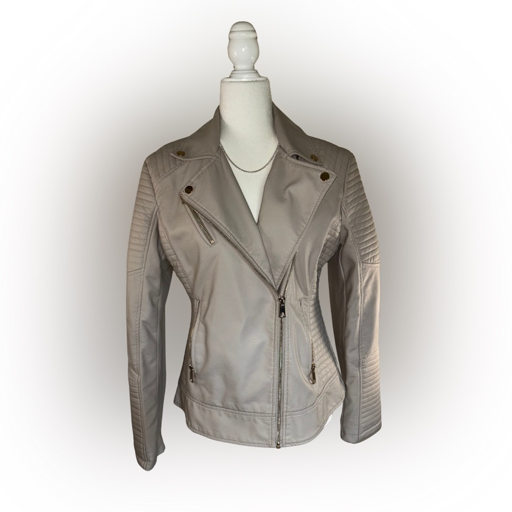 Bellivera Faux Leather Cream Colored Moto Jacket - Worn Once - Size M